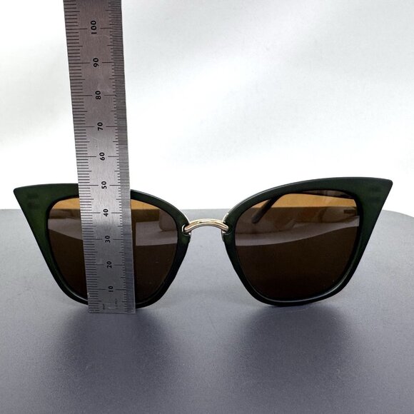 Ryan Simkhai Eyeshop Sunglasses  R-2017  C2 Green Gold Cat Eye Polarized - Picture 10 of 11